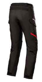 Alpinestars Honda Andes V3 Drystar® Pants, adventure touring motorcycle pants, black and red textile, rear side view.