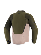 Alpinestars Aeroshell Airflow Jacket, Men's sport motorcycle jacket in Forest Sand green and beige with ventilated mesh.