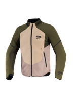 Alpinestars Aeroshell Airflow Jacket, Men's Motorcycle Racing Jacket, Forest Sand, breathable mesh and softshell panels.