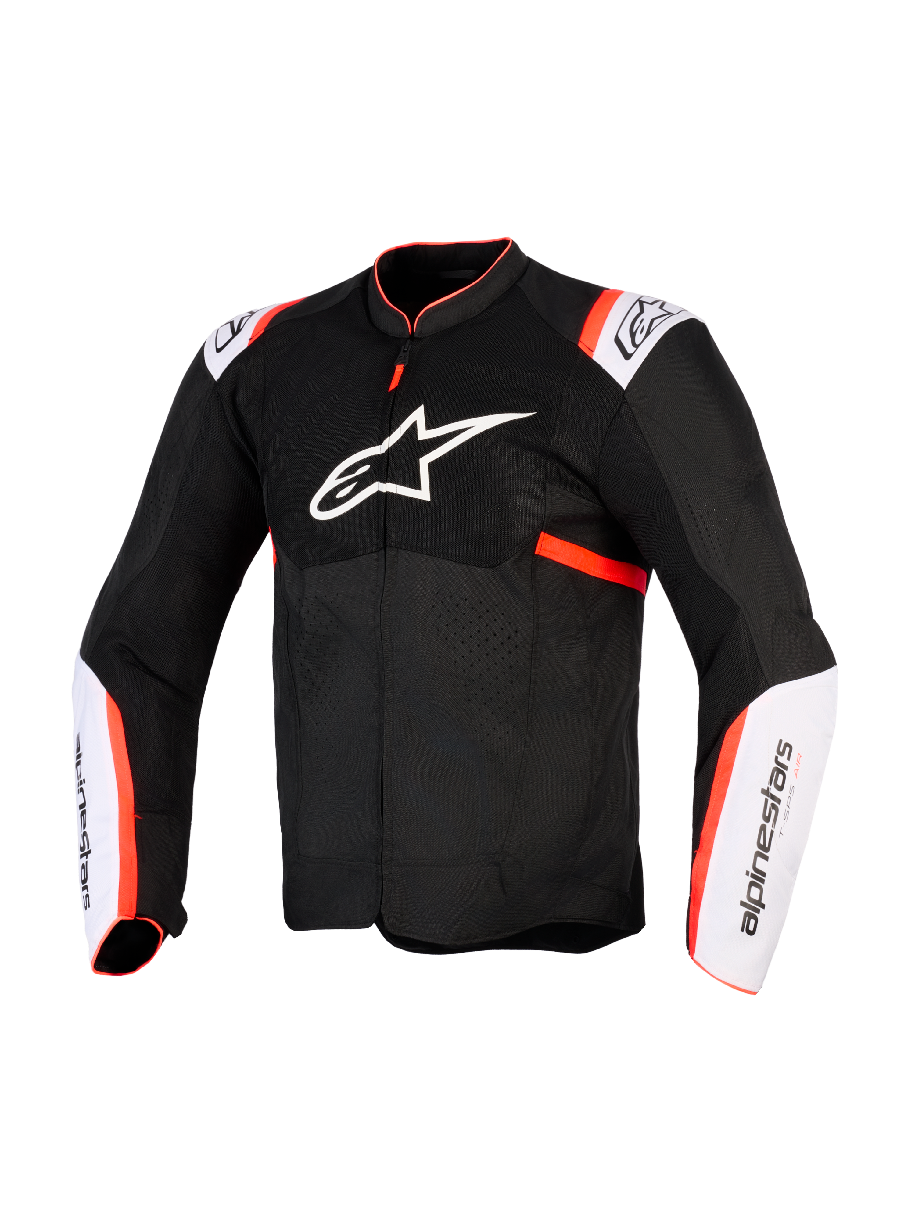 Alpinestars T-SPS Air V2 Jacket, Ventilated Textile Sport Motorcycle Jacket, Men's, Black, White, and Red Fluo.