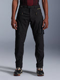 Alpinestars Acteon Pants, Black Urban Motorcycle Pants, tapered regular fit featuring side cargo pockets with reverse coil zippers, integrated waist belt and yellow branding, protective textile riding gear
