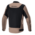 Alpinestars Luc V2 Air Jacket, Textile Motorcycle Jacket, Gobi Brown and Black, back view featuring a large black mesh panel for ventilation, brown sleeves and shoulders, Alpinestars wordmark on the upper back, and an elongated rear profile.