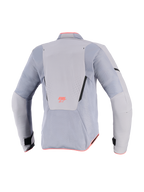 Alpinestars Stella Aeroshell Airflow Women's Motorcycle Jacket, Back View, Mid Gray and Anthracite with Pink Accents, Softshell Mesh