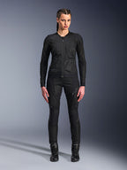 Alpinestars Stella Troop-Air Jacket, Women's Motorcycle Jacket, Black, technical 2D mesh construction with a minimalist design, worn with black riding pants and boots, contemporary urban motorcycling style.