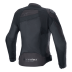 Alpinestars Stella T-GP Plus R V4 Airflow Jacket, Black, back view featuring large mesh panels for maximum airflow, 'Alpinestars Racing Ahead' branding on lower back, women's sport textile motorcycle jacket