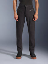 Alpinestars Flex-AST Canvas Pants, Black, front view of urban motorcycle pants featuring zippered front pockets and a slim ergonomic fit, made from stretch polycotton twill, heritage workwear-inspired design for city riders.
