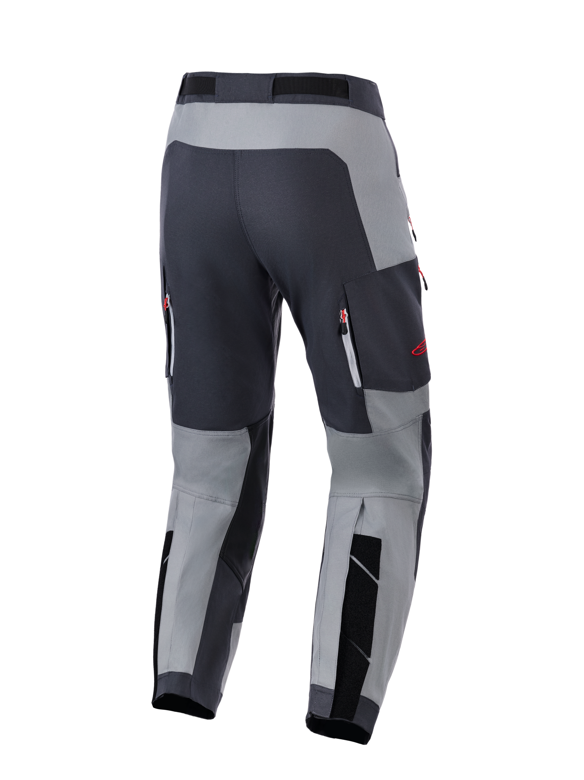 Alpinestars Maxdura Dual Pants, adventure motorcycle riding pants, Dark Gray and Deep Gray, back view showing reinforced seat area and zippered ventilation pockets with red accents, designed for dual-sport performance.