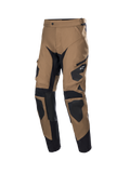 Alpinestars Venture XT In Boot Pants, Adventure Touring Motorcycle Pants, Camel Brown and Black, Front View featuring Water-Resistant Textile Construction, Ventilation Zippers, and Reinforced Knee Panels.