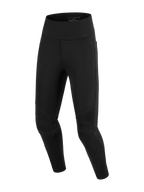 Alpinestars Stella Flex-Ast Leggings, Women's Motorcycle Leggings, Black, featuring a high-waisted design and ribbed accordion panels at the knees, slim-fit textile construction for urban road riding
