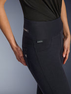 Alpinestars Stella Flex-Ast Leggings, Women's Motorcycle Riding Leggings, Black, close-up shot of high waistband and hip area featuring subtle branding tags, sleek urban design for road riding