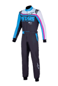 Alpinestars KMX-9 V3 Graphic 2 Suit, Karting Suit, Black and Cyan with fuchsia accents, dual-layer construction