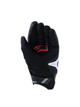 Alpinestars SP-R Pro Gloves, Palm View, Black White and Bright Red, featuring reinforced synthetic leather palm with red logo, perforated leather fingers, and white logo accents, designed for sport motorcycle riding