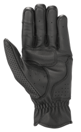 Alpinestars Rayburn V2 Leather Gloves, Black, Palm View, premium leather construction with palm reinforcement for grip, localized perforations on fingers and thumb, heritage-inspired urban motorcycle gloves