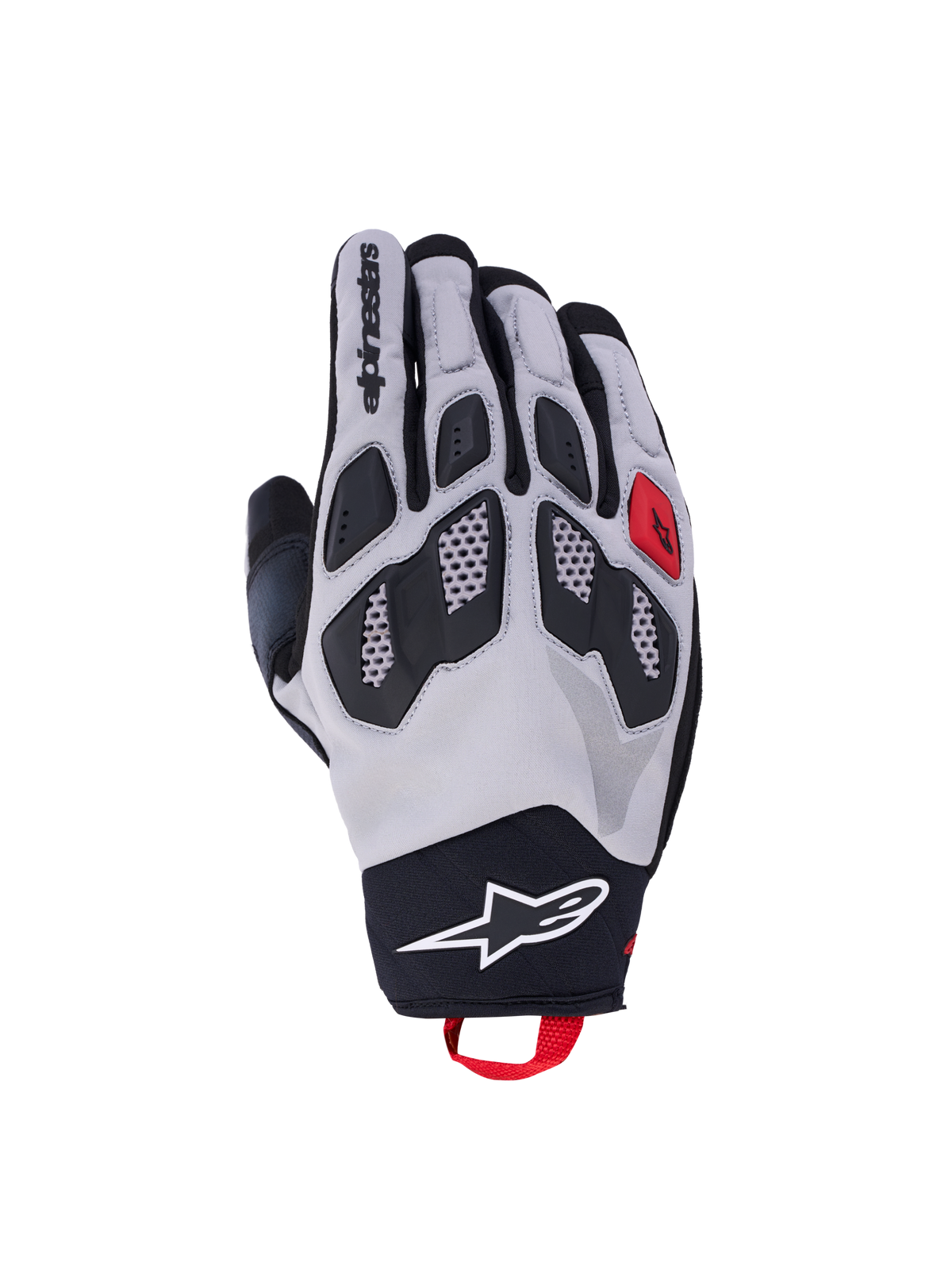 Alpinestars Maxdura Drystar Gloves, men's dual-sport motorcycle riding gloves in mid gray and black, CE level 1 KP certified protection, waterproof textile construction