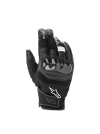 Alpinestars SMX Z Drystar Gloves, waterproof black leather motorcycle gloves with a hard knuckle protector and short cuff.