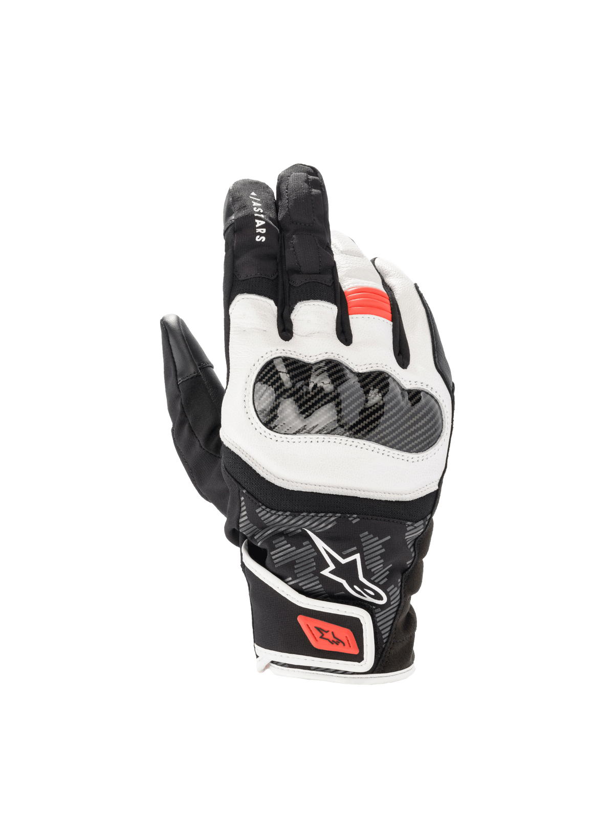 Alpinestars SMX Z Drystar® Gloves, waterproof sport riding gloves in Black White Red Fluo with hard knuckle protection.