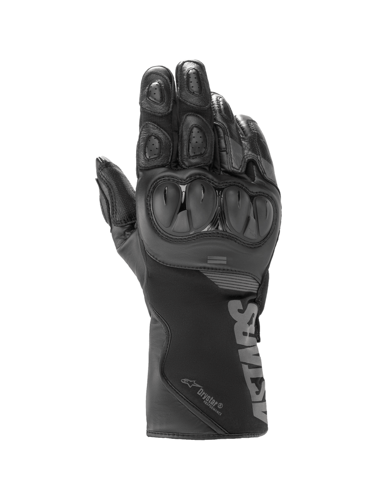 Alpinestars SP-365 Drystar® Gloves, waterproof motorcycle racing gloves in Gray and Black with SP knuckle protection.