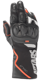 Alpinestars SP-365 Drystar Gloves, Motorcycle Touring Gloves, Black with Red and White Accents, Hard Knuckle Protection, Perforated Leather Construction, Waterproof and Breathable Technology