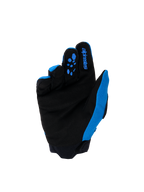 Alpinestars Youth & Kids Full Bore V2 Gloves, Motocross Gloves, UCLA Blue and Black, palm view featuring reinforced black synthetic suede and blue silicone grip patterns on the fingers, blue Alpinestars branding on the index finger, high-performance off-road gear for young riders