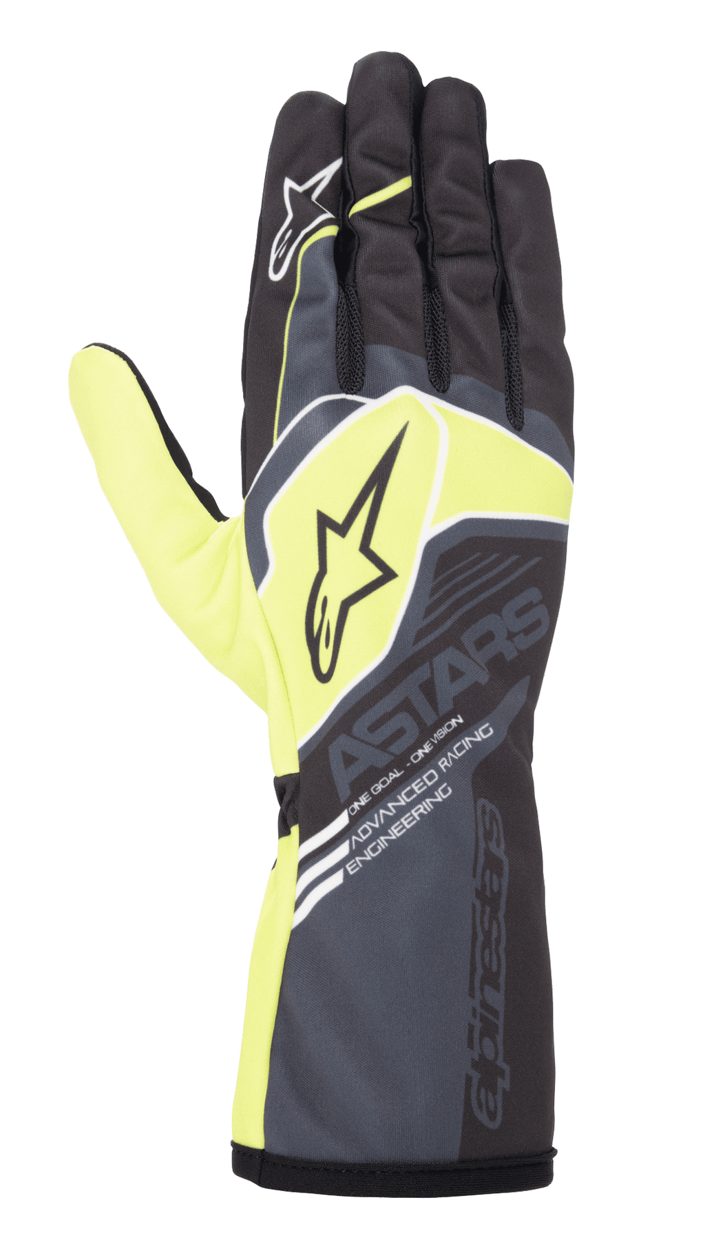 Alpinestars Tech-1 K Race V2 Corporate Karting Gloves in Anthracite and Lime Green, lightweight performance mesh design.