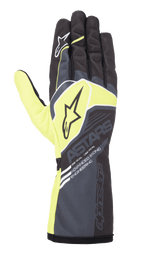 Alpinestars Tech-1 K Race V2 Corporate Karting Gloves in Anthracite and Lime Green, lightweight performance mesh design.