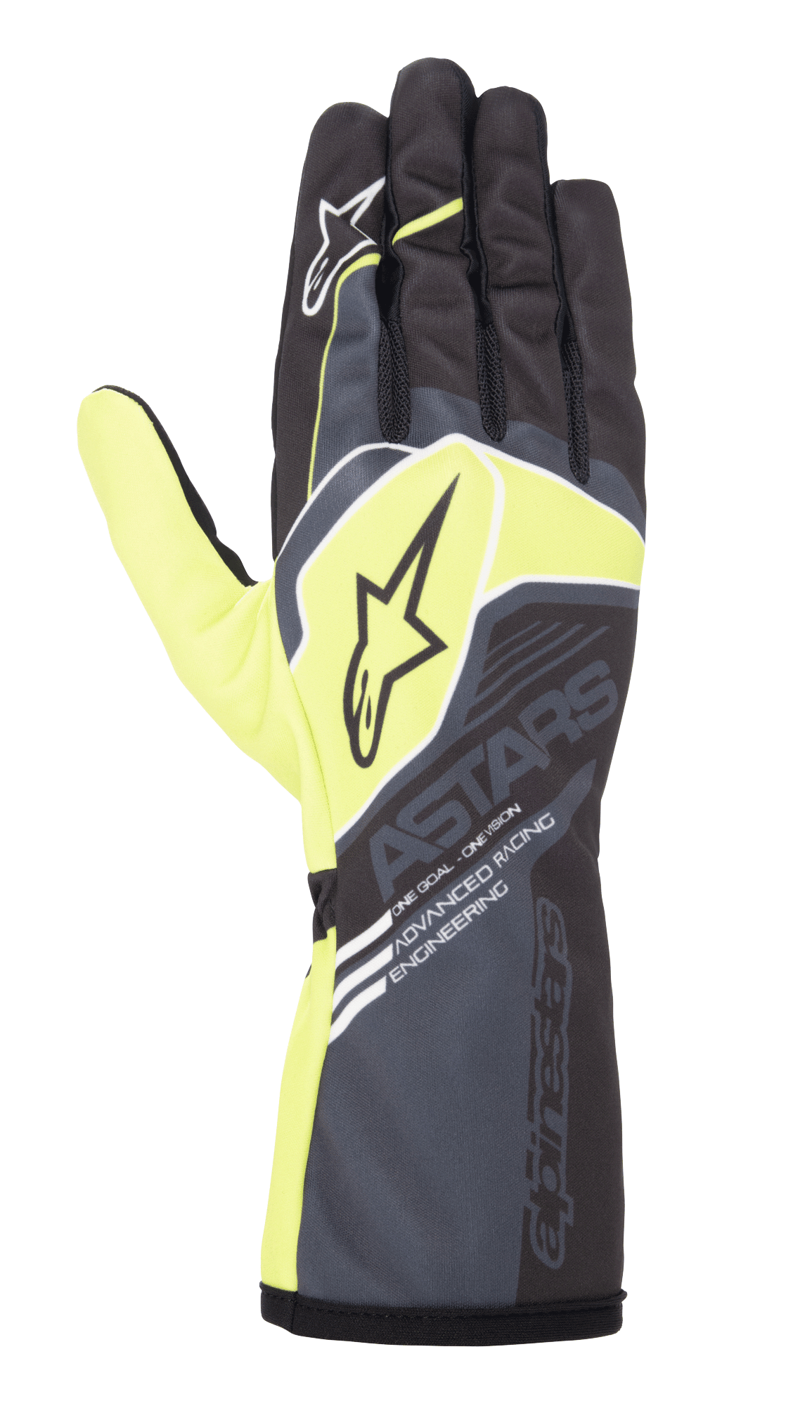 Alpinestars Tech-1 K Race V2 Corporate Karting Gloves in Anthracite and Lime Green, lightweight performance mesh design.