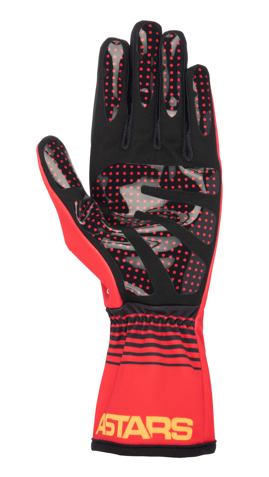 Alpinestars Tech-1 K Race V2 Future Gloves, Red and Black Professional Karting Gloves with silicone dot grip palm for racing performance.