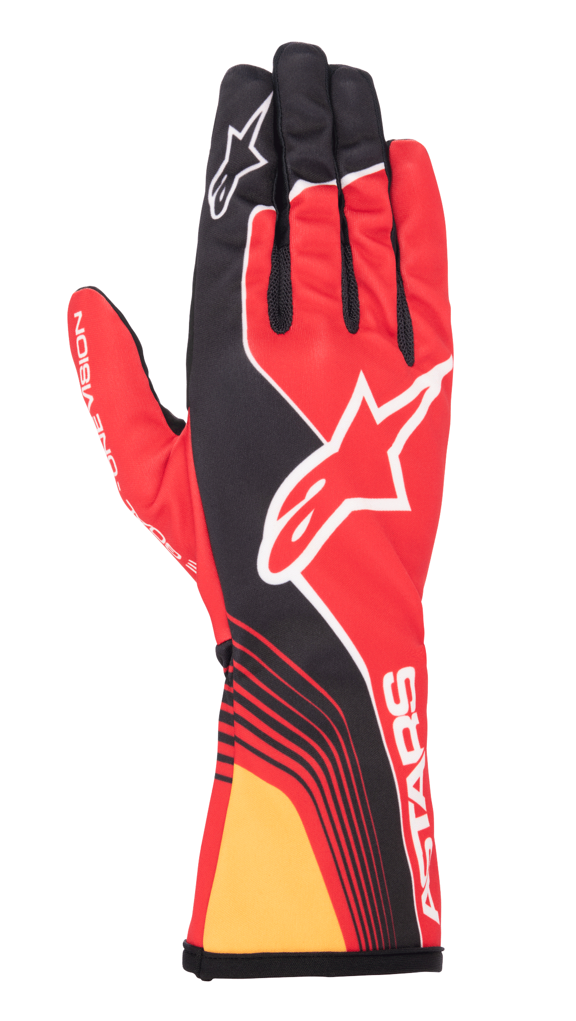Alpinestars Tech-1 K Race V2 Future Gloves, red and black karting gloves featuring white logos and mesh construction.