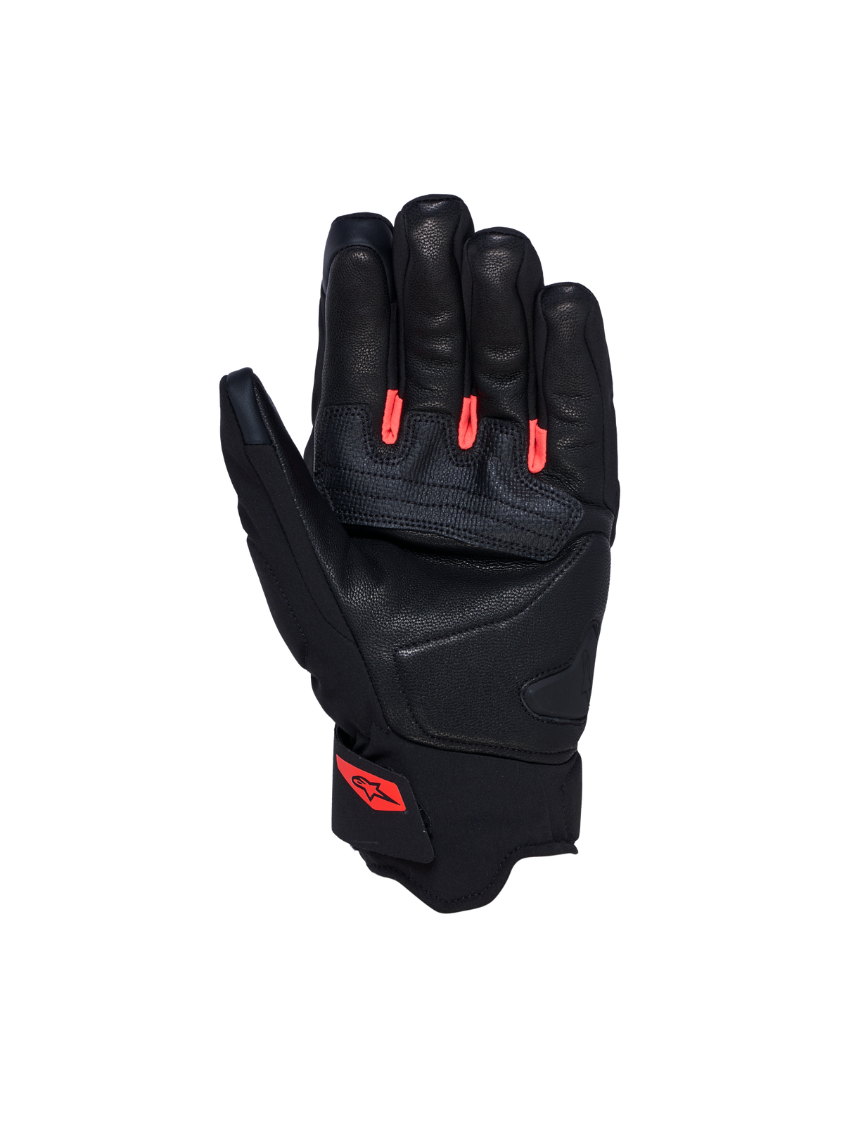 Alpinestars Faster V3 Plasma Drystar Gloves, Black and Red Fluo, waterproof sport motorcycle gloves with goat leather palm and short cuff design