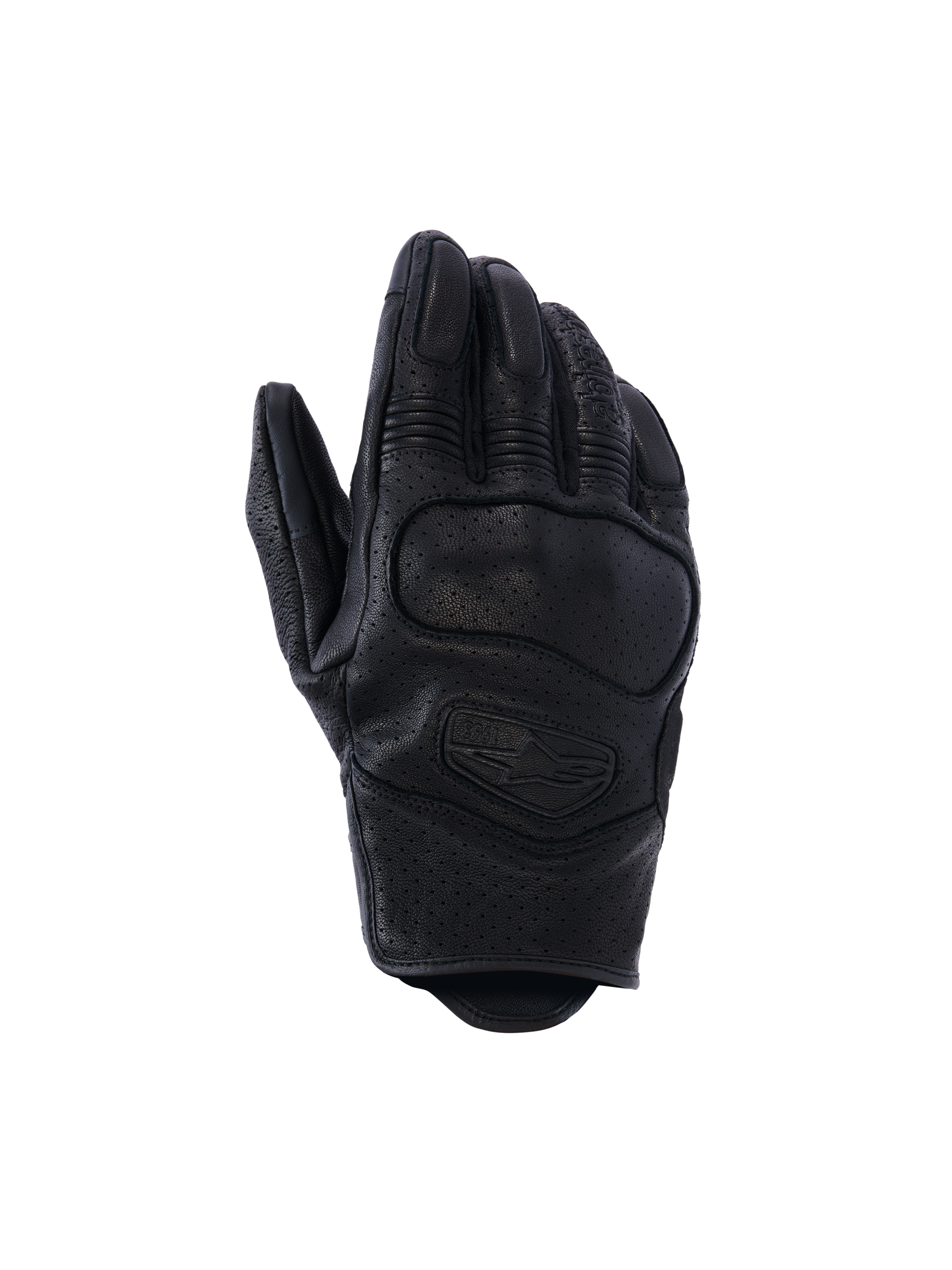 Alpinestars Mustang V3 Leather Gloves, Motorcycle Gloves, Black, perforated goat leather construction, integrated NUCLEON PLASMA knuckle protection, short cuff design for urban riding