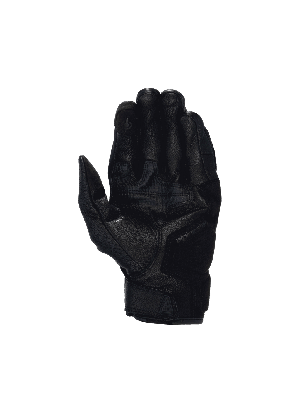 Alpinestars Celer V3 Gloves, black goat leather motorcycle road riding gloves featuring reinforced palm and touchscreen tip.