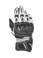 Alpinestars SPX AC V2 Gloves, short-cuff motorcycle riding gloves, Black and White, CE certified with carbon knuckle protection and leather mesh construction