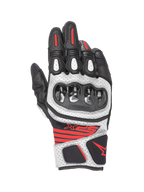 Alpinestars SPX AC V2 Gloves, Men's Motorcycle Racing Gloves, Black, White and Red Fluorescent, CE Certified with carbon knuckle protection and perforated leather mesh construction