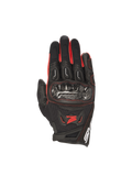 Alpinestars Honda SMX-2 Air Carbon V2 road gloves for men, black and red, with carbon knuckle guards and breathable mesh.