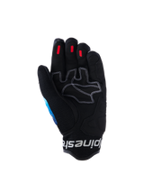Alpinestars Mogress Airflow Gloves, Urban Motorcycle Gloves, Fading Blue Black, palm view featuring reinforced synthetic leather with white contrast stitching, red silicone grip inserts on fingertips, and black 3D mesh cuff with white logo branding.