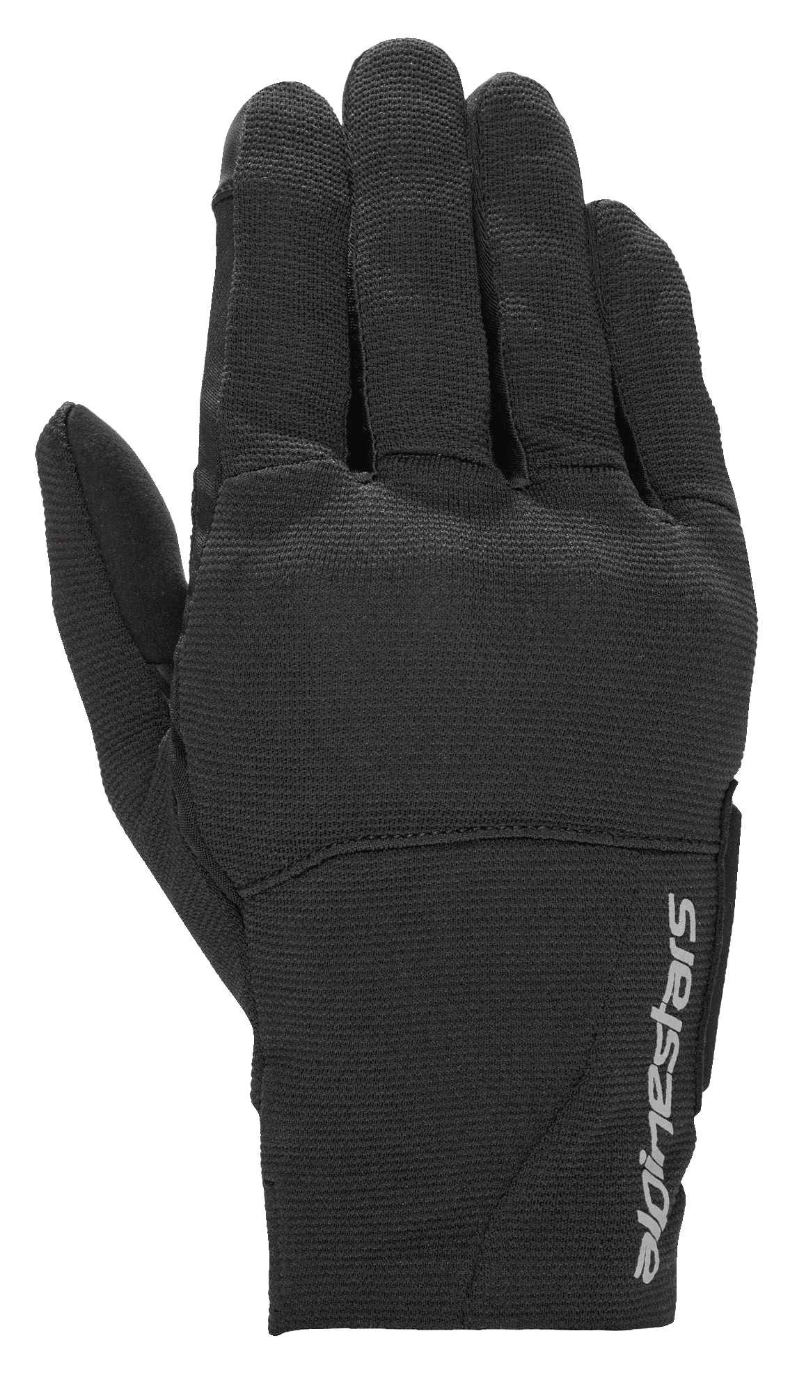 Alpinestars Stella Reef Women's Urban Motorcycle Gloves, Black Reflective stretch fabric with silver logo.