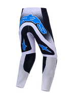 Alpinestars Supertech Hiten AFD Pants, Men's Motocross Racing Pants, Blue, White, and Black, featuring stretch ripstop.