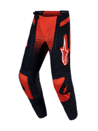 Alpinestars Techstar Swan Pants for motocross in Cardinal Red and Black, featuring a stretch chassis and leather knees.