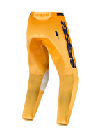 Alpinestars Racer Amber Motocross Pants, Men's, Orange and Deep Blue, featuring durable polyfabric and rear stretch panels.
