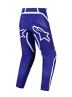 Alpinestars Fluid Apex V2 Motocross Pants for Men, Deep Blue and White, with pre-curved legs and bold star logo graphics.