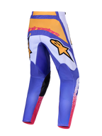 Alpinestars Fluid Drag Pants, blue and gold men's motocross racing pants with 600D polyfabric and stretch panels, rear view.
