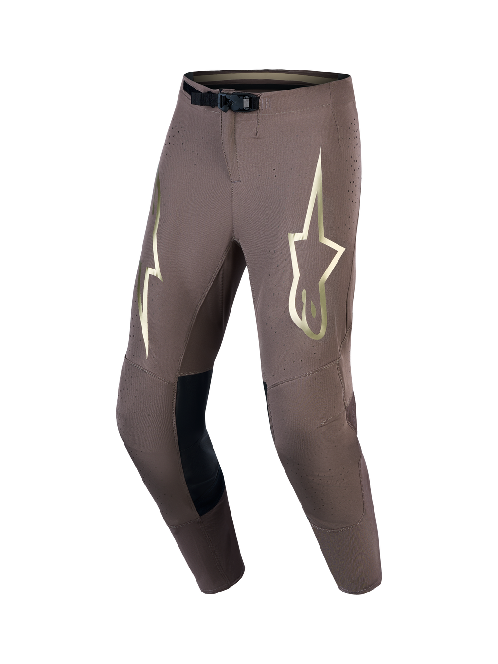 Alpinestars Limited Edition Supertech Air Gold Men's Motocross Pants, Earth Brown and Gold, ventilated performance stretch.