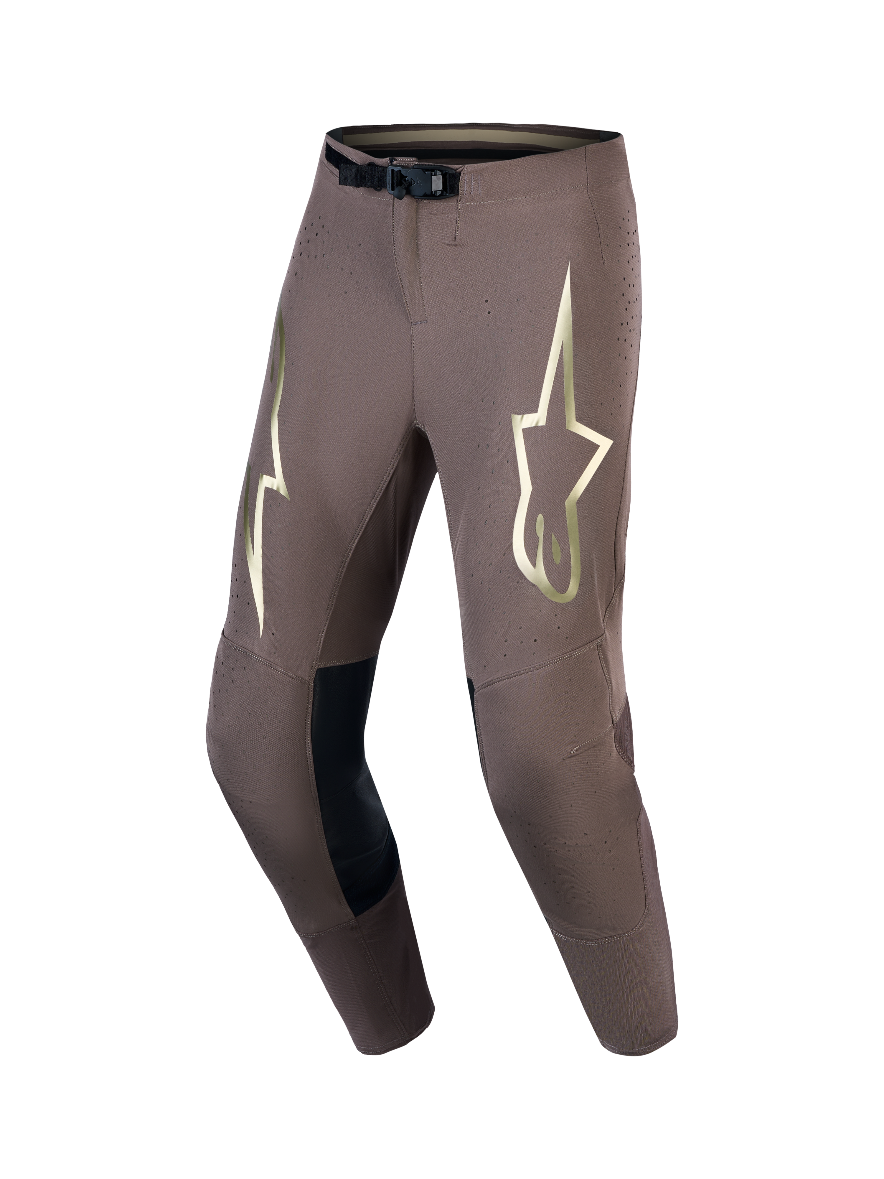 Alpinestars Limited Edition Supertech Air Gold Men's Motocross Pants, Earth Brown and Gold, ventilated performance stretch.