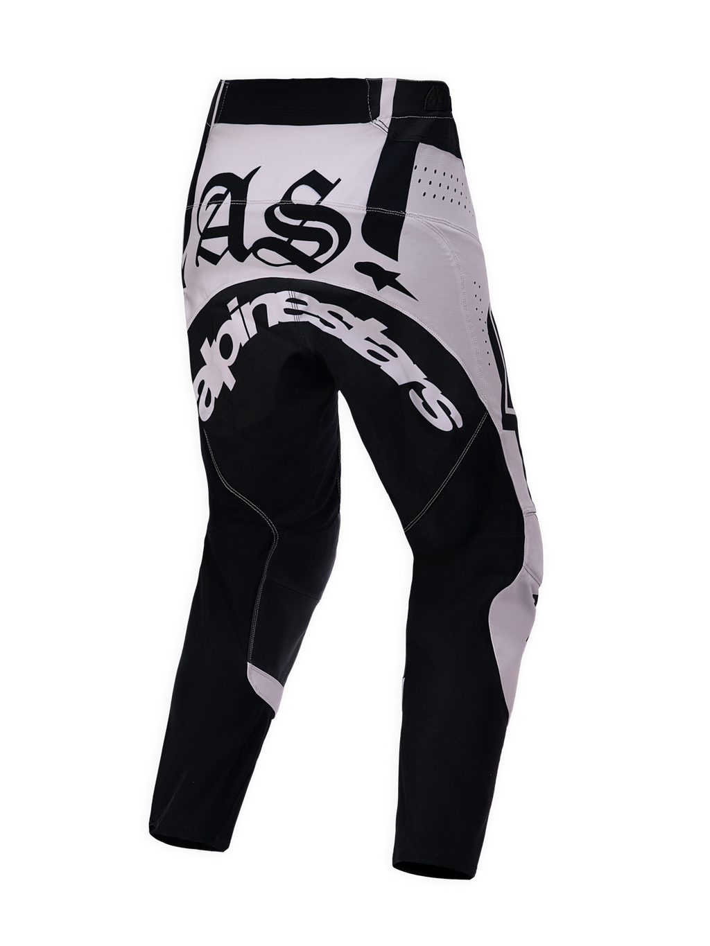 Alpinestars Limited Edition Techstar Wolf Dust Motocross Pants, Black and Grey with rear gothic AS graphic and branding.