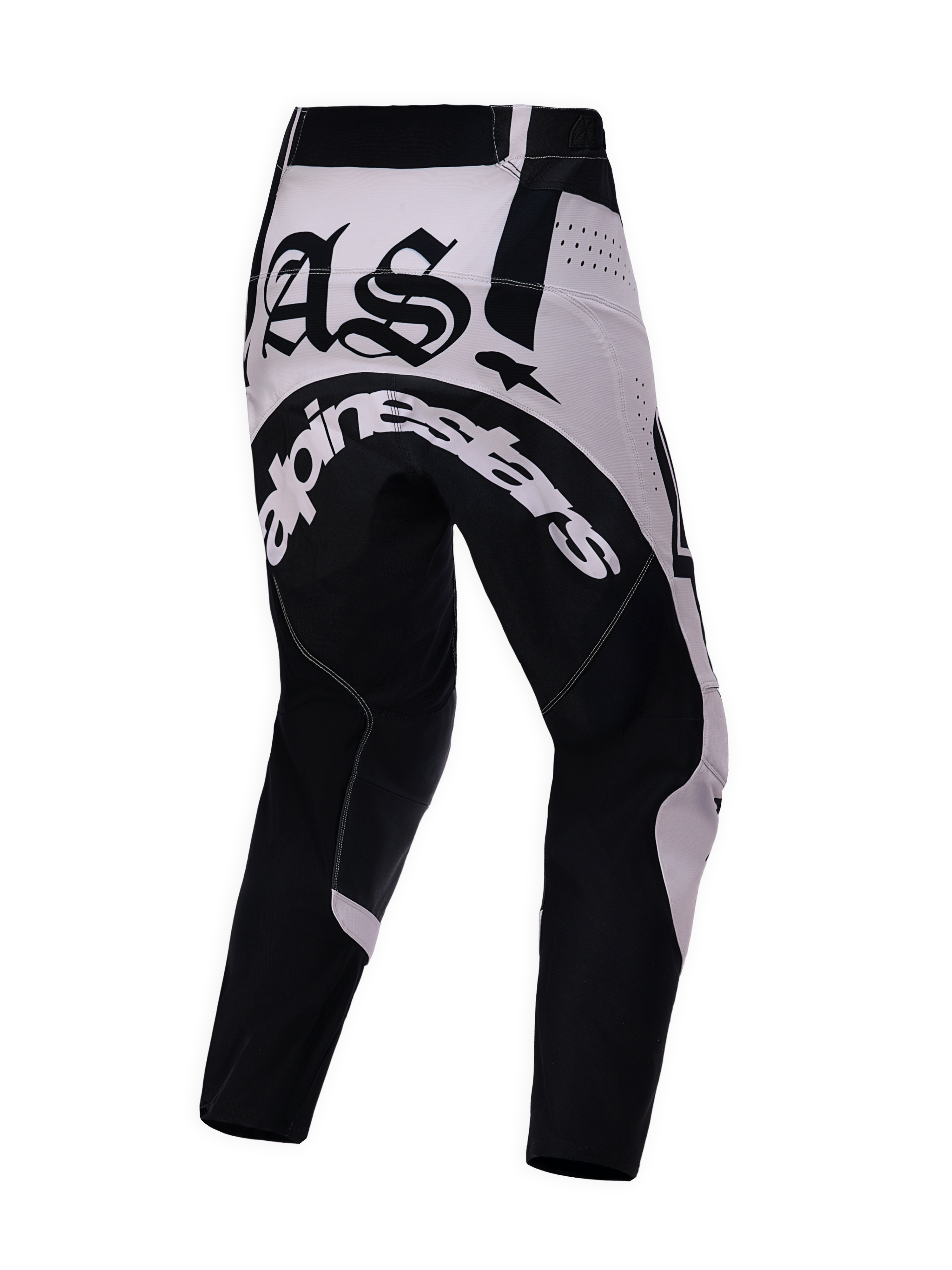 Alpinestars Limited Edition Techstar Wolf Dust Motocross Pants, Black and Grey with rear gothic AS graphic and branding.