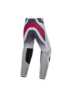 Alpinestars Youth Supertech Swan Pants, gray and red motocross racing trousers with a large rear logo and ventilated panels.