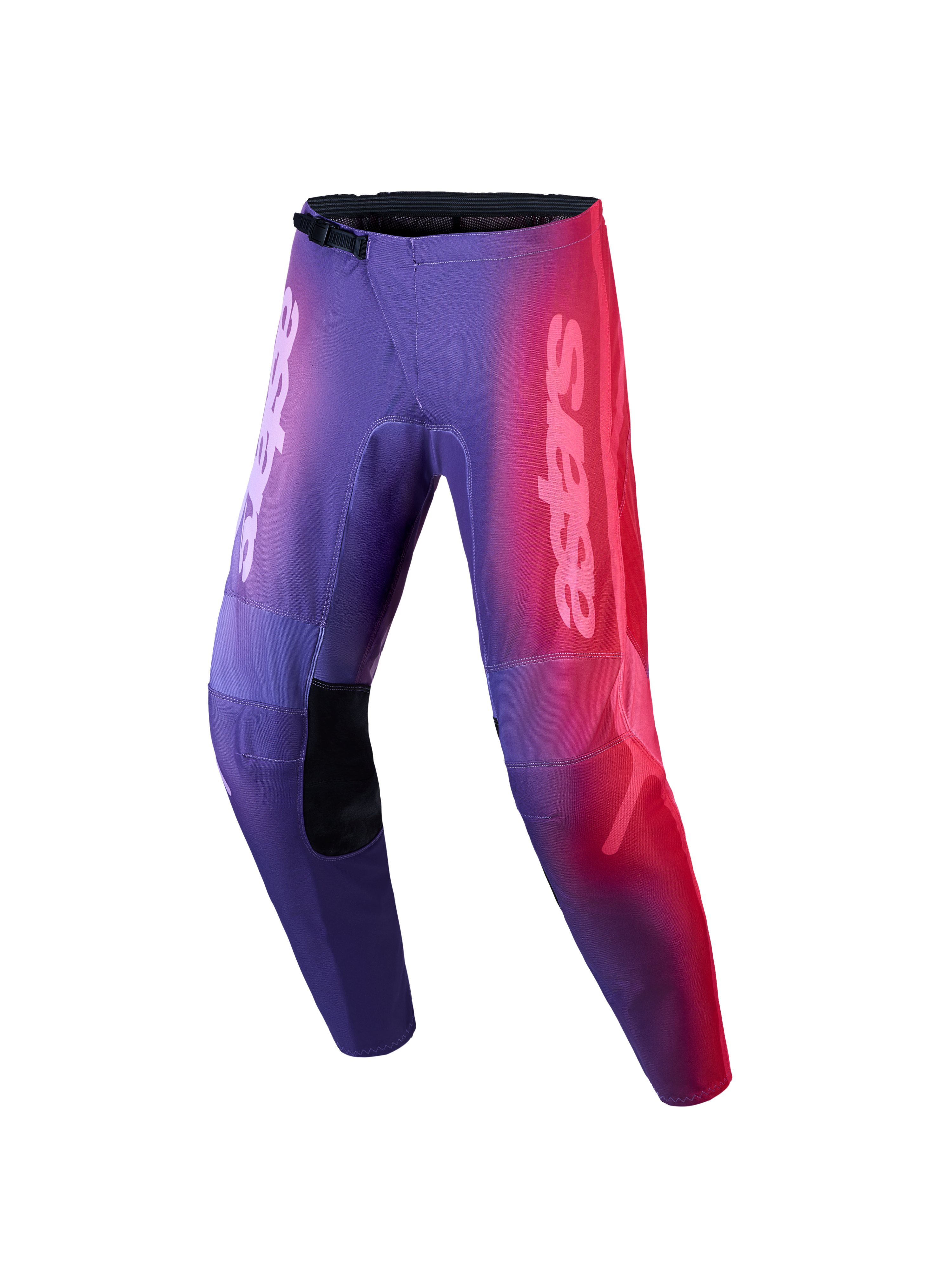 Alpinestars Stella Fluid Kepler Pants, Women's Motocross Pants, Purple and Rouge Red gradient with ergonomic pre-curved legs.