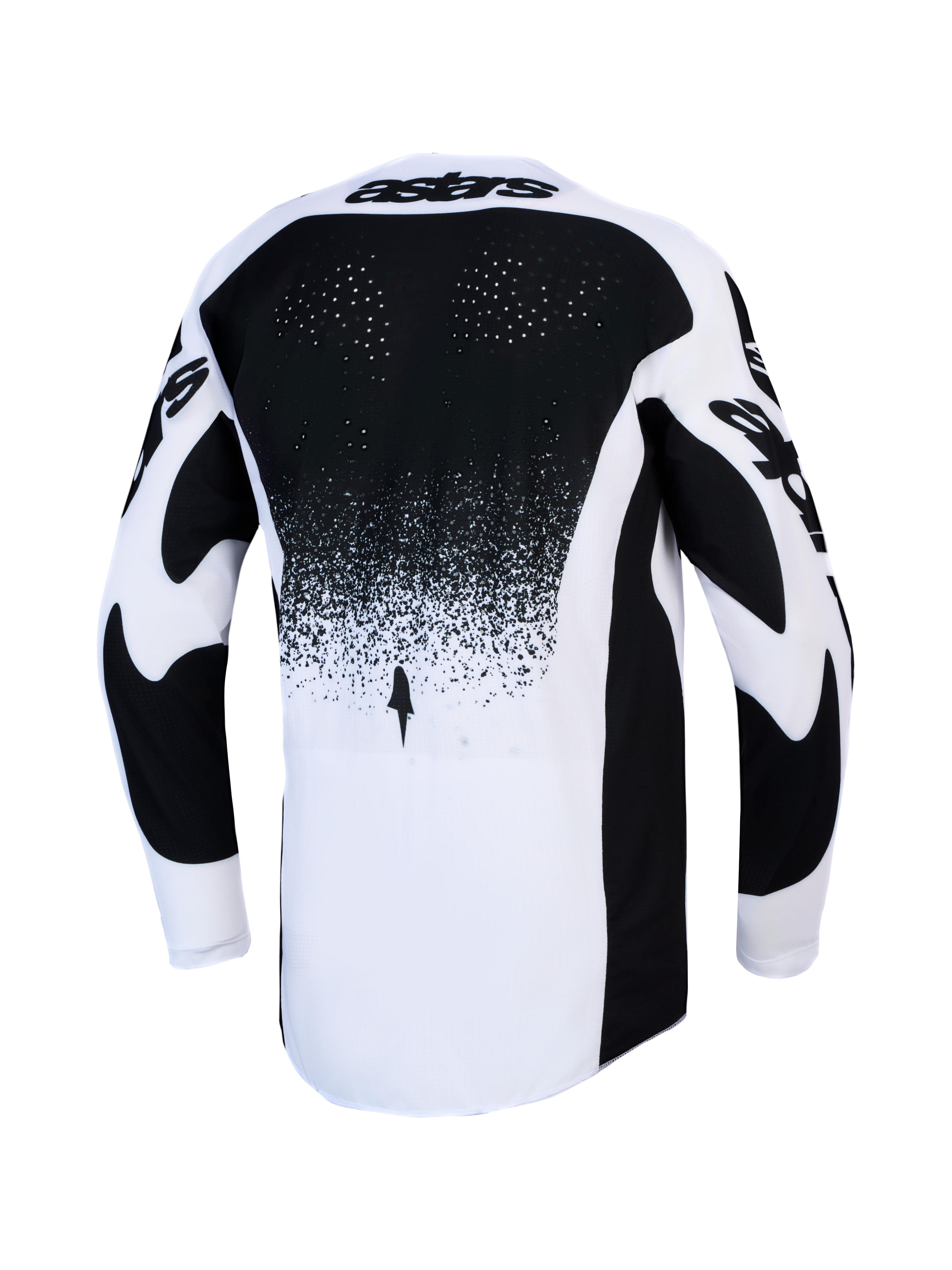 Alpinestars Techstar Swan Jersey, Men's Motocross Racing Jersey in Black and White with back ventilation and extended hem.