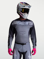 Alpinestars 2027 Racer Amber Jersey, Men's Motocross Jersey, Gray and Dark Gray, moisture-wicking ventilated polyfabric.