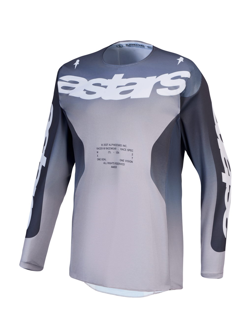 Alpinestars Racer Amber Jersey, Men's Motocross Jersey, Graystone and Light Lilac, breathable performance polyfabric.